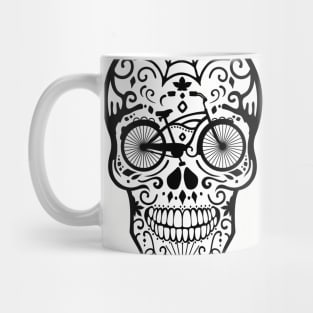 Vintage Mexican Skull with Bicycle - Black Mug